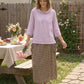 100% Linen Shawl V-Neck Half Sleeve Top JADE