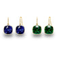 2 Pair Pack: 9.00 CTW Cushion Cut Created Blue Sapphire & Emerald Drop Earrings – Available in .925 Sterling Silver or 14kt Yellow Gold Over .925 – 8mm Square Gems