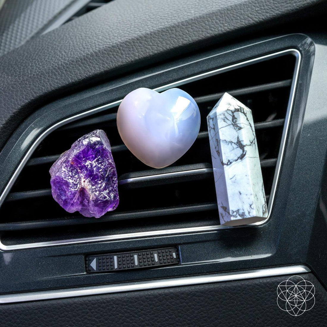 Crystal Car Vent Set - Amethyst, Howlite & Chalcedony