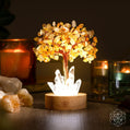 Natural Citrine Tree Lamp with Clear Quartz Base