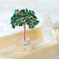 Natural Malachite Tree Lamp with Clear Quartz Base