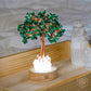 Natural Malachite Tree Lamp with Clear Quartz Base