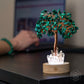Natural Malachite Tree Lamp with Clear Quartz Base