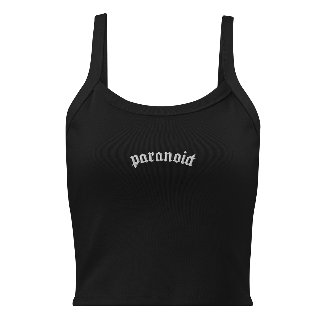 Paranoid Embroidered Ribbed Cropped Tank Top