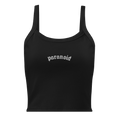 Paranoid Embroidered Ribbed Cropped Tank Top