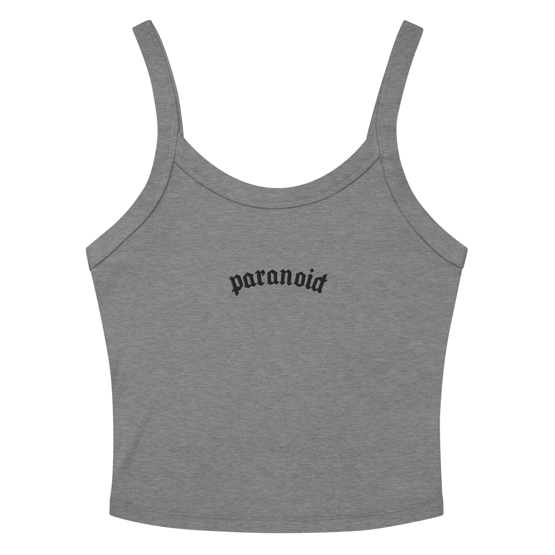 Paranoid Embroidered Ribbed Cropped Tank Top