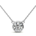 3.00 CTW AGI Certified Round Brilliant Lab Grown Diamond Bezel Pendant in 14K White or Yellow Gold