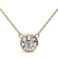 3.00 CTW AGI Certified Round Brilliant Lab Grown Diamond Bezel Pendant in 14K White or Yellow Gold