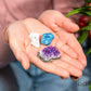 Natural Crystal Trio - Amethyst, Blue Apatite & Howlite