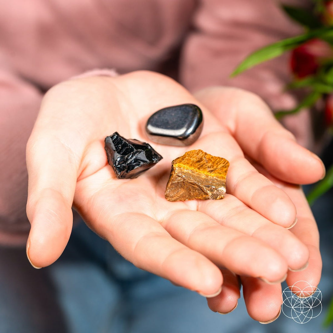 Natural Crystal Trio - Obsidian, Tiger’s Eye & Hematite