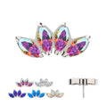 Titanium Aurora Borealis Marquise Fan Threadless Top