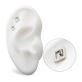 Titanium Threadless Rhombus Shape with Clear CZ Top