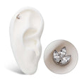 Titanium Threadless with Prong Set Marquise Clear CZ 3-Cluster Top